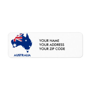 AUSTRALIEN FLAGGAKARTA RETURADRESS ETIKETT