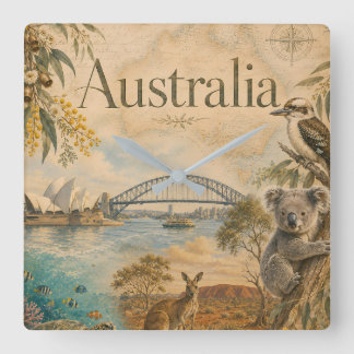Australien för Australien-älskare Fyrkantig Klocka