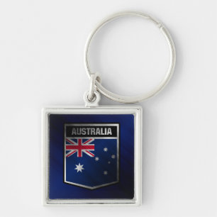 Australien Fyrkantig Silverfärgad Nyckelring
