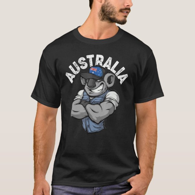 Australien G.day Mate Manar Koala Australian Flagg T Shirt (Framsida)