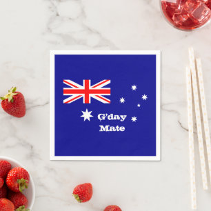 Australien, G'day kompis & australiensisk flagga / Pappersservett
