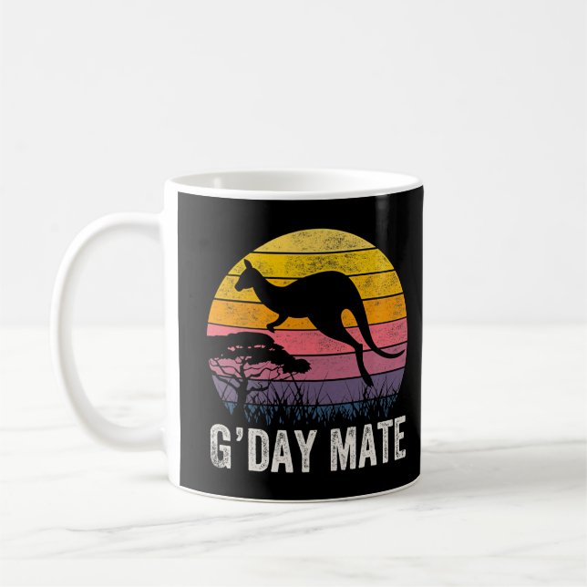 Australien G'day Mate Funny Kangaroo Australian Sy Kaffemugg (Vänster)