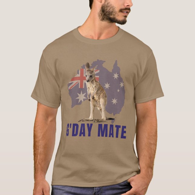 Australien Gday Mate Funny Kangaroo Australian  T Shirt (Framsida)