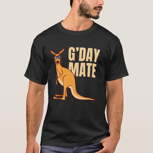 Australien G'day Mate Shirt Funny Kangaroo Austral T (Framsida)