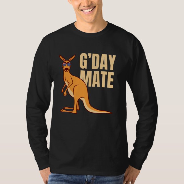Australien G'day Mate Shirt Funny Kangaroo Austral T (Framsida)