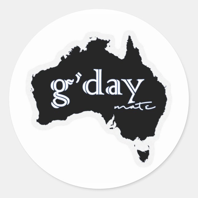 Australien: G'day Mate Sticker Runt Klistermärke (Framsida)