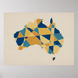 Australien Geometric Retro Karta Poster