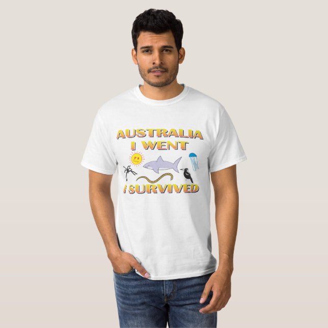 Australien gick jag, mig överlevde tee shirt (Hel framsida)