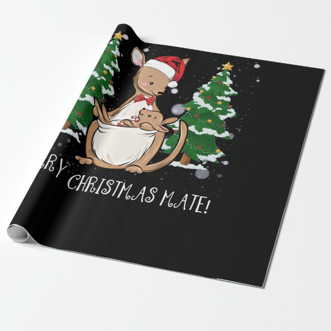 Australien God jul Mate Kangaroo Presentpapper (Utrullad)