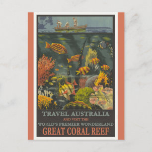Australien Great Barrier Reef Vintage Resemålata A Vykort
