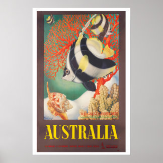 Australien Great Barrier Reef Vintage Resemålninga Poster