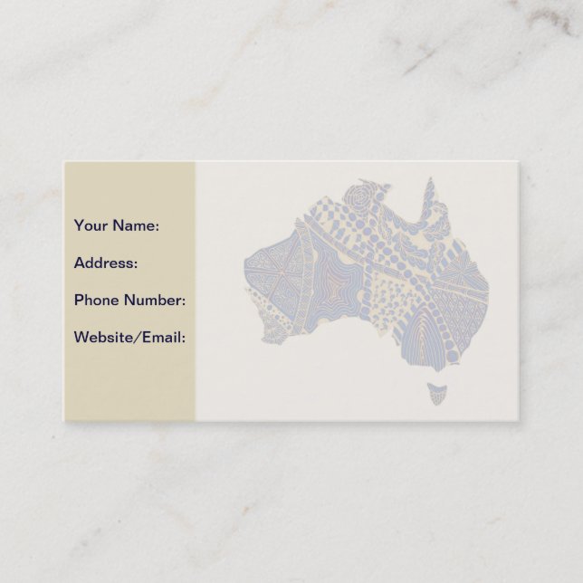 Australien Hand plockade-dekorativ doodle Karta Visitkort (Framsida)