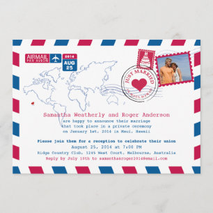 Australien/Hawaii Air Mail Post Mottagning Inbjudningar