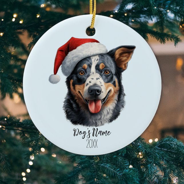 Australien, Hund, vattenfärg, Namn Julgransprydnad Keramik (Personalize with a Dog's Name (or other text) and the Year (or other short text))