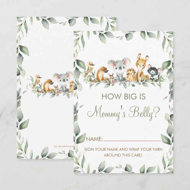 Australien Hur stort är Mamma Belly Game Card Inbjudningar (Fram/baksida)