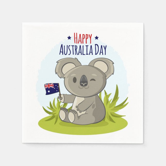 Australien i Koala Lycklig | HELGDAGAR Pappersservett (Framsidan)
