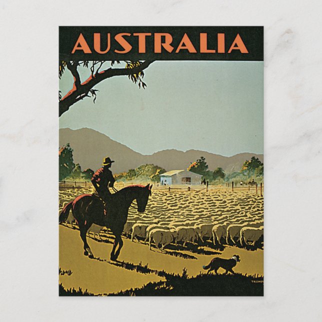 Australien i Sol Vintage resor Vykort (Framsida)
