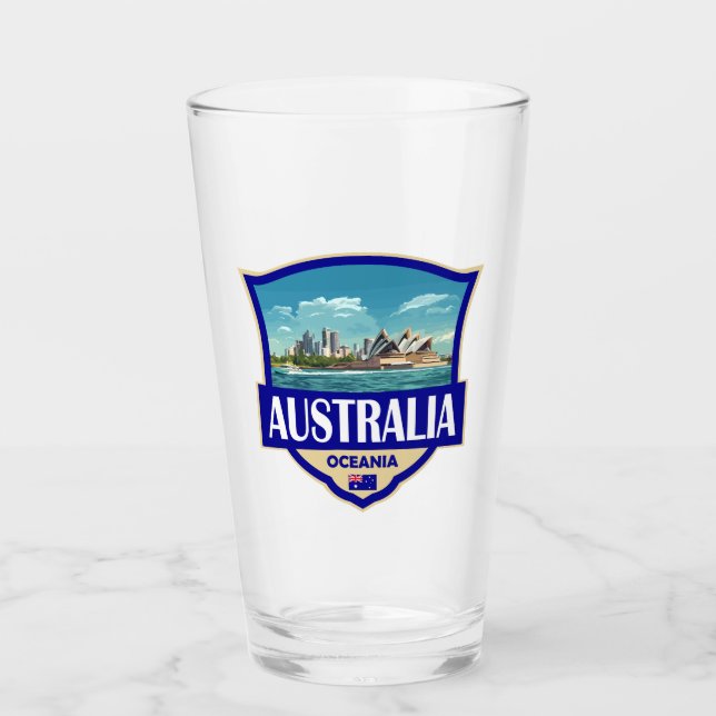 Australien Illustration Retro Badge Glaskopp (Framsida)