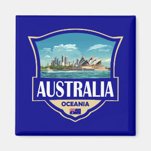 Australien Illustration Retro Badge Magnet