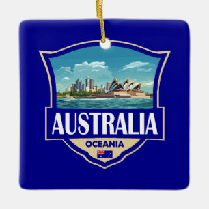 Australien Illustration Retro Märke Julgransprydnad Keramik