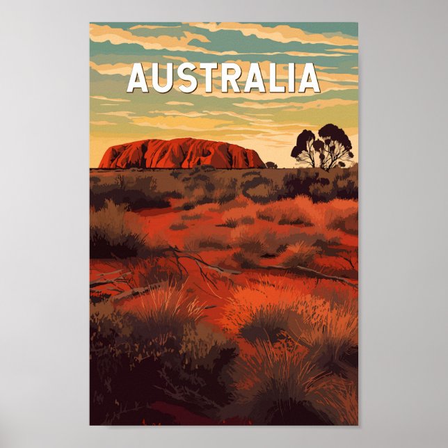 Australien Illustration Travel Art Vintage Poster (Framsidan)