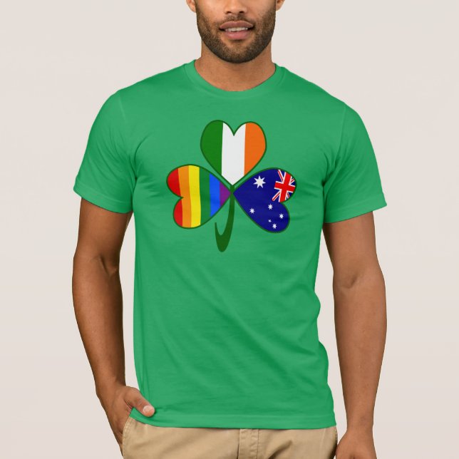 Australien, Irland Gay pride Shamrock Tee Shirt (Framsida)
