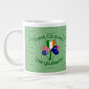 Australien Irland USA Flaggor Shamrock Ditt Namn E Jumbo Mugg