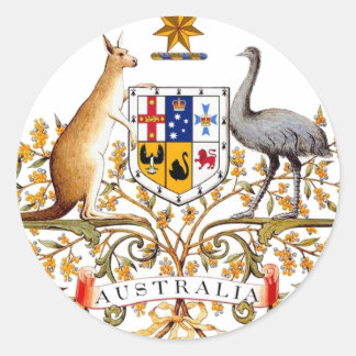 Australien jackar om arm runt klistermärke