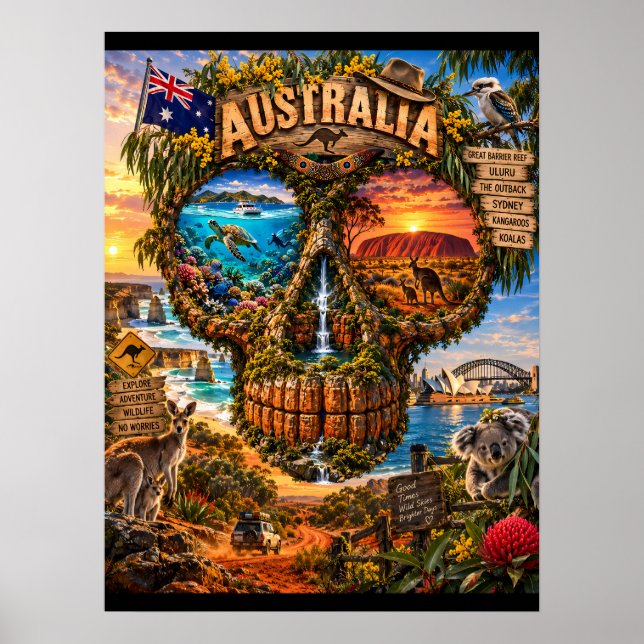 Australien Kallettskalle Konsttryck | State of Min Poster (Framsidan)