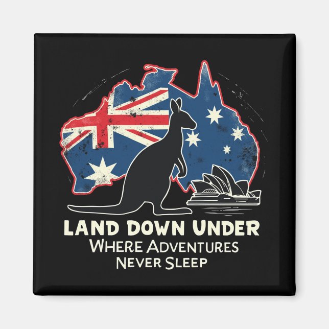 Australien Kangaroo Aussies land ned under Magnet (Framsidan)
