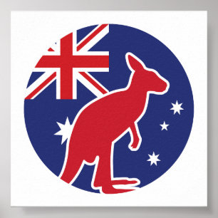 Australien Kangaroo Australian National Animal Fla Poster