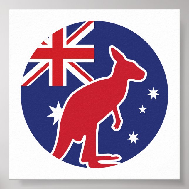 Australien Kangaroo Australian National Animal Fla Poster (Framsidan)