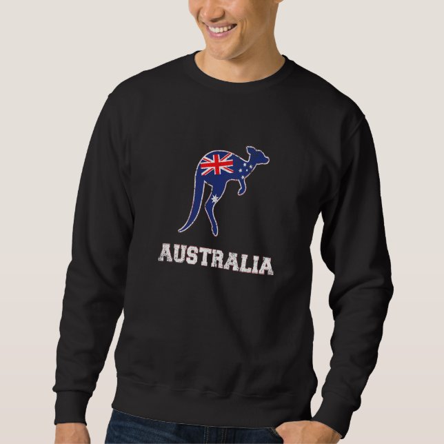 Australien Kangaroo Flagga Straya Outback Sydney M Lång Ärmad Tröja (Framsida)