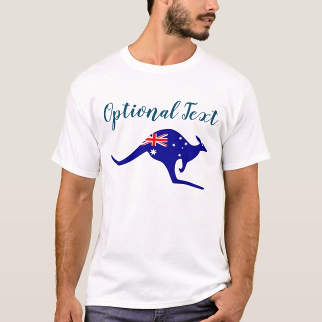 Australien Kangaroo & Flagga T Shirt (Framsida)