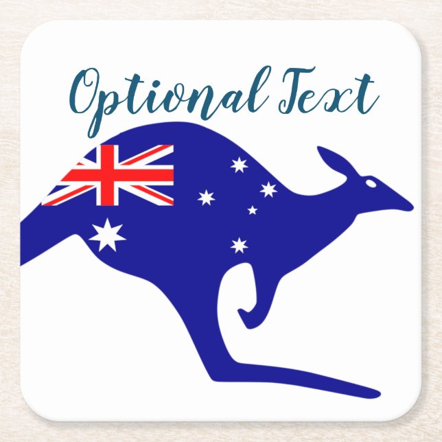 Australien Kangaroo & Flagga Underlägg Papper Kvadrat (Framsidan)