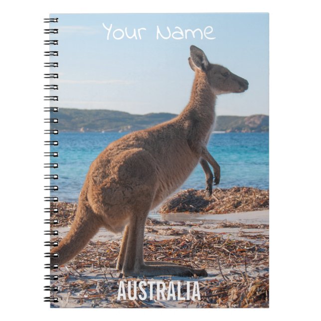 Australien Kangaroo på Beach Photo Anteckningsbok (Framsidan)