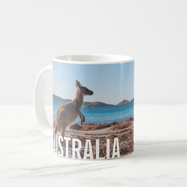 Australien Kangaroo på Beach Photo Kaffemugg (Framsida vänster)