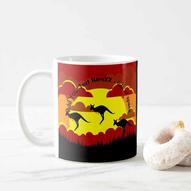 Australien Kangaroo Red Black Gult Kaffemugg (Med munk)