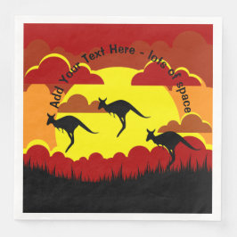 Australien Kangaroo Red Black Gult Serviette Pappersservett