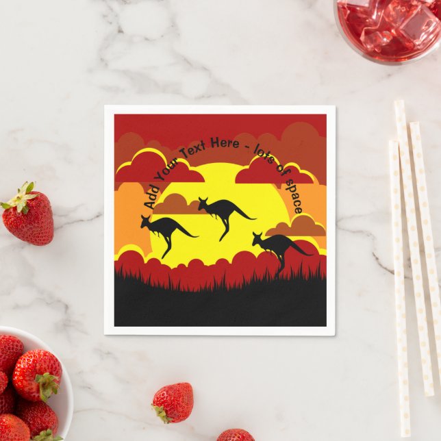 Australien Kangaroo Red Black Gult Serviette Pappersservett (Insitu)