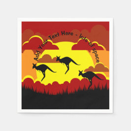 Australien Kangaroo Red Black Gult Serviette Pappersservett