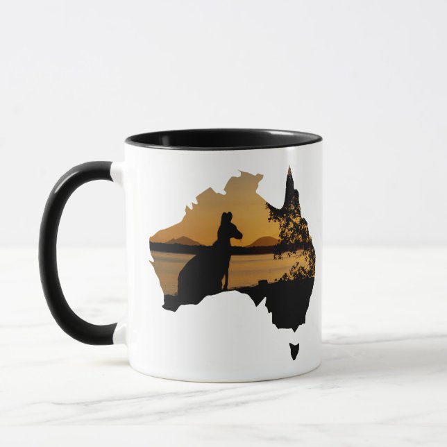 Australien Kangaroo vid Sunset Black White Guld Mugg (Vänster)
