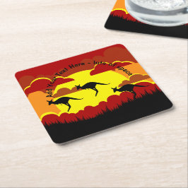Australien Kangaroos Red Black Gult Square Papper Underlägg Papper Kvadrat