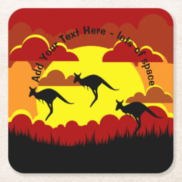 Australien Kangaroos Red Black Gult Square Papper Underlägg Papper Kvadrat