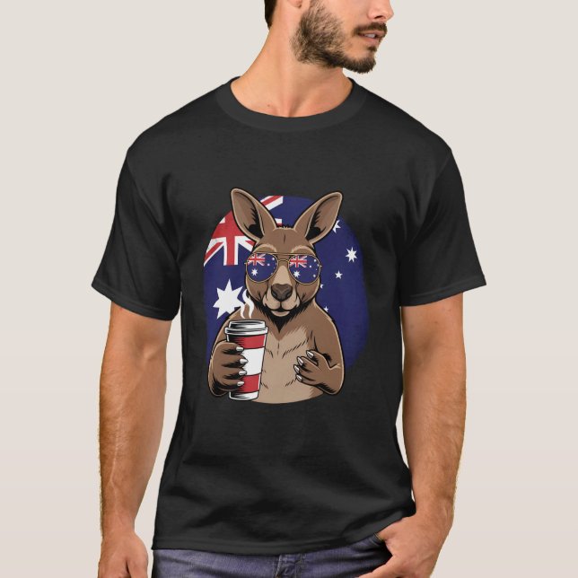 Australien Känguru Australiens Flagga 2 T Shirt (Framsida)
