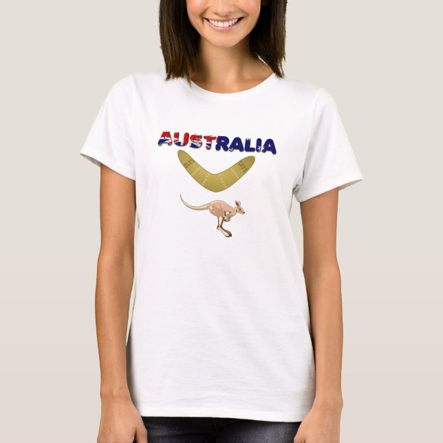 Australien Känguru Boomerang Dam T-Shirt (Framsida)