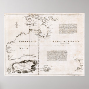 Australien karta 1744 poster