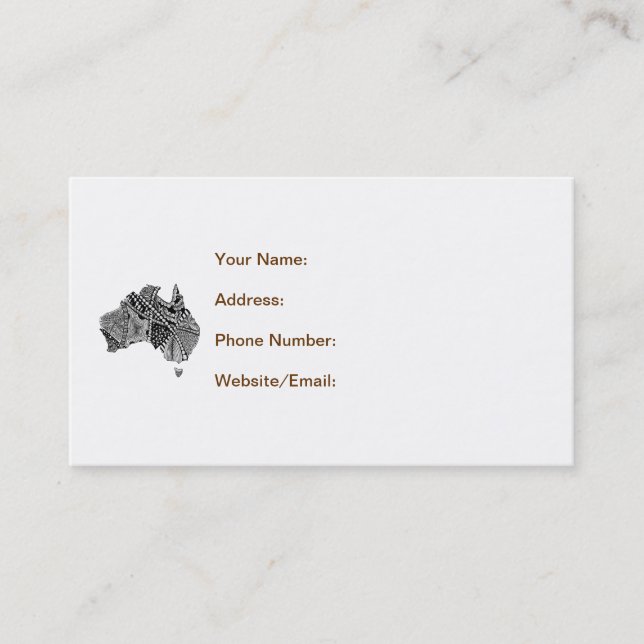 Australien Karta Art Doodle Visitkort (Framsida)