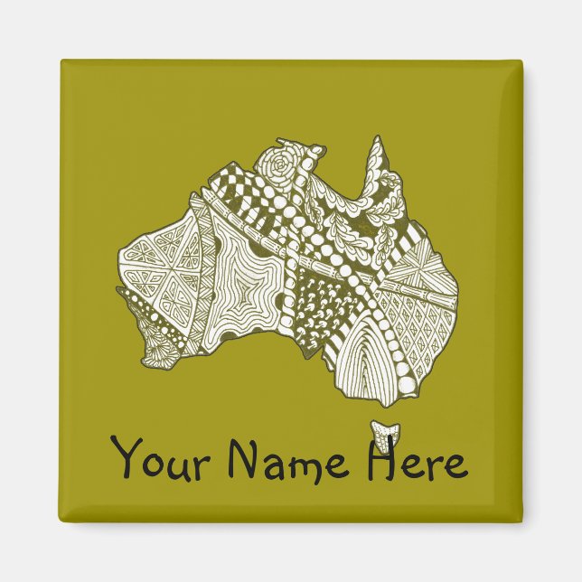 Australien Karta Doodle Art Magnet (Framsidan)