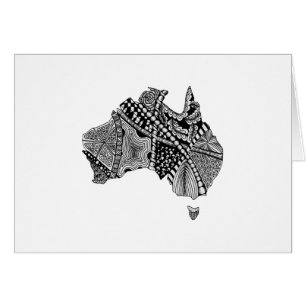 Australien Karta Doodle Hälsningskort